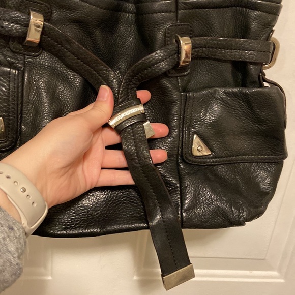 B MAKOWSKY Black Genuine Leather Hand Bag Shoulder Satchel Bag Purse - Picture 3 of 8